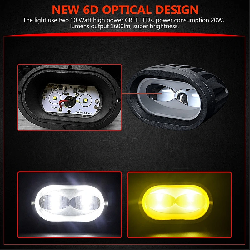 20W 5D Lens OVAL LED Lights For Auto Car Motorcycle Truck Trailer 4WD 4X4 ATV SUV