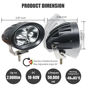 20W OVAL LED Lights For Auto Car Motorcycle Truck Trailer 4WD 4X4 ATV SUV