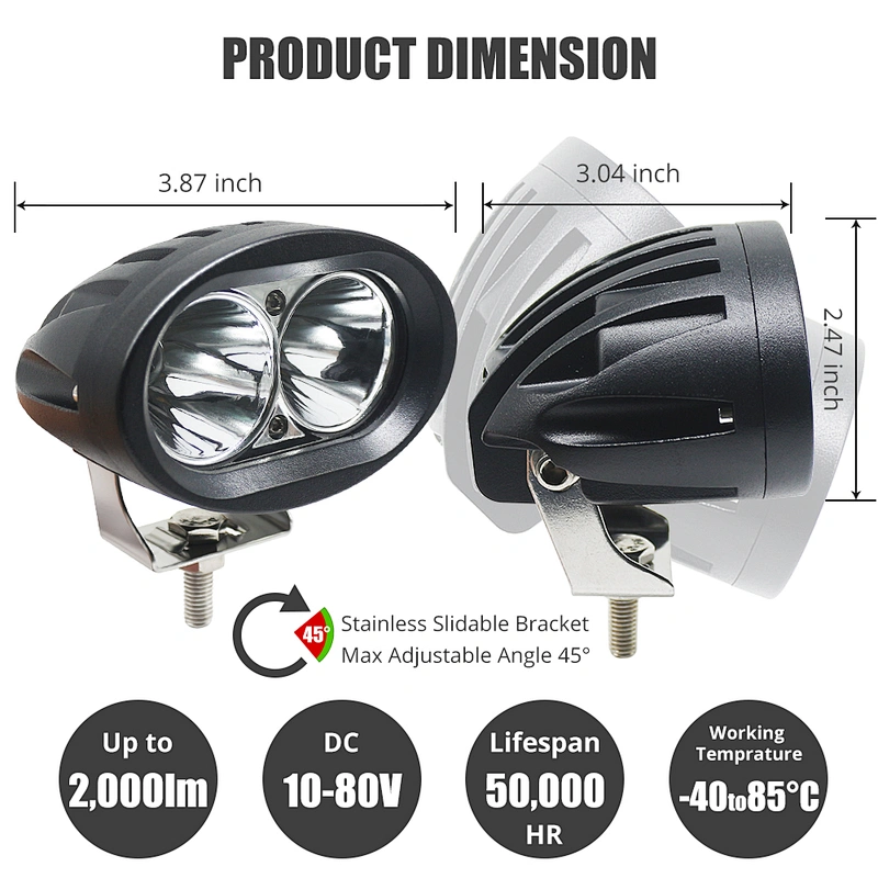 20W OVAL LED Lights For Auto Car Motorcycle Truck Trailer 4WD 4X4 ATV SUV