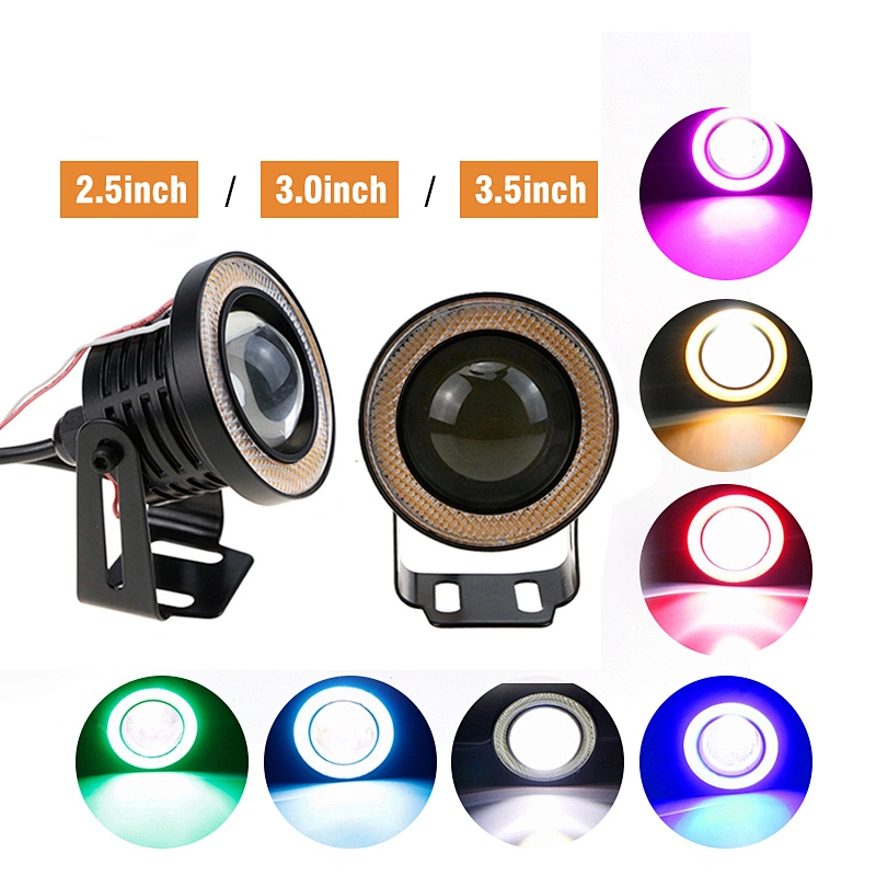 White Red Ice Blue 2.5/3/3.5 inch COB Angel Eyes Fog Lights Led Car Headlight Lamp DRL Universal Daytime Running Light