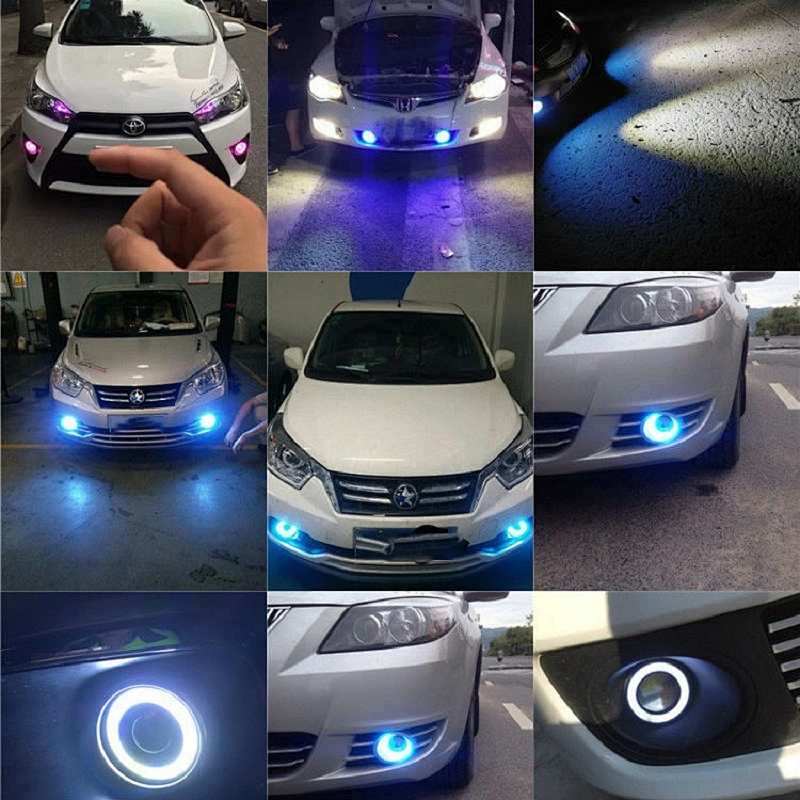 White Red Ice Blue 2.5/3/3.5 inch COB Angel Eyes Fog Lights Led Car Headlight Lamp DRL Universal Daytime Running Light