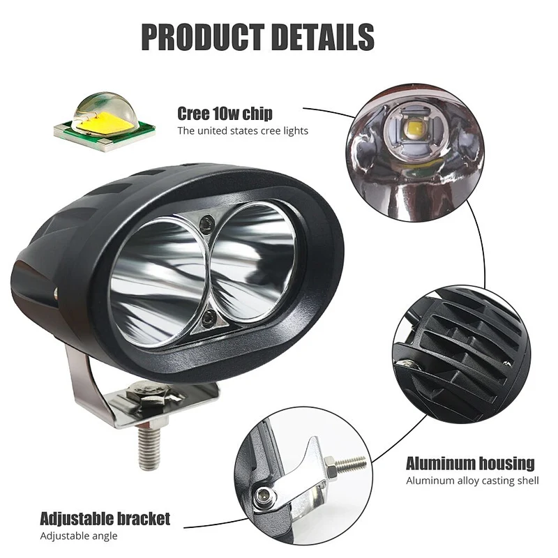 20W OVAL LED Lights For Auto Car Motorcycle Truck Trailer 4WD 4X4 ATV SUV