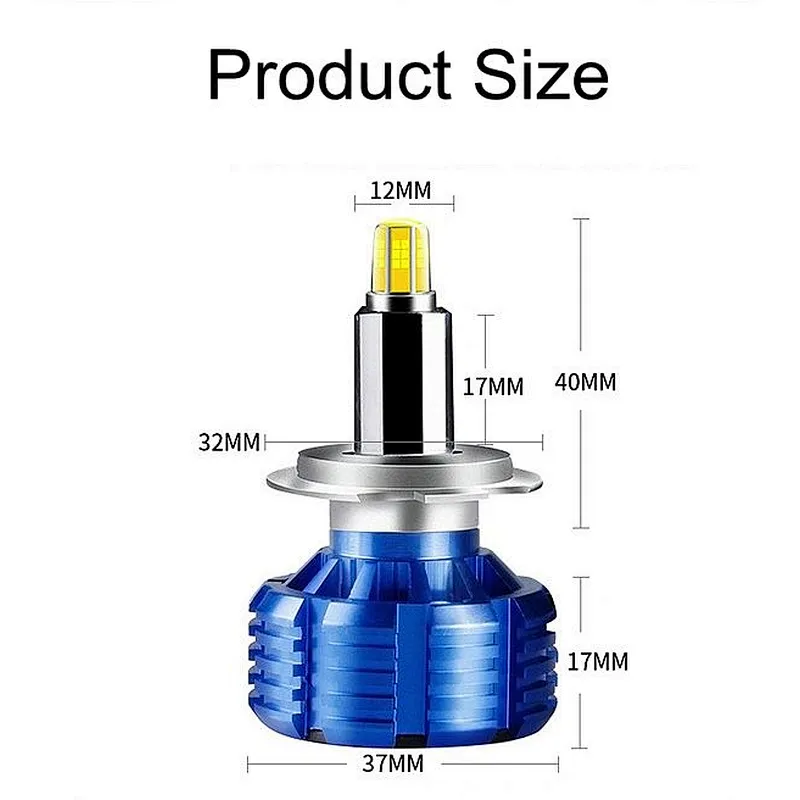 Super High Power 76W 9000LM CSP chip 360 Degree Car LED Headlight
