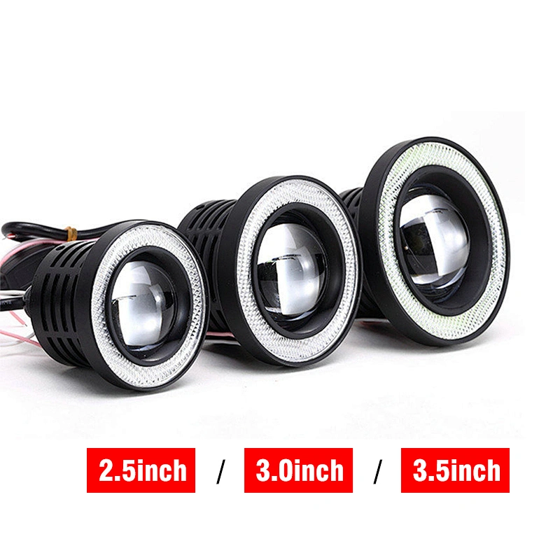 White Red Ice Blue 2.5/3/3.5 inch COB Angel Eyes Fog Lights Led Car Headlight Lamp DRL Universal Daytime Running Light