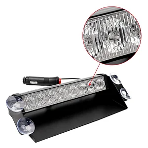 8 LED 3 Flash Mode Car Truck Visor Dashboard Emergency Vehicle Warning Strobe Flash Light Lamp Bar for Interior Roof/Dash/Windshield with 4 Suction Cups (Blue+Red)