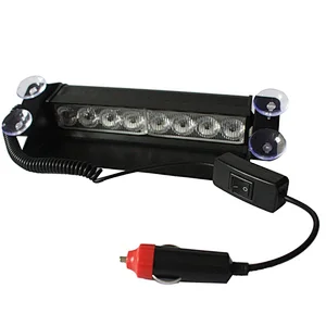 8 LED 3 Flash Mode Car Truck Visor Dashboard Emergency Vehicle Warning Strobe Flash Light Lamp Bar for Interior Roof/Dash/Windshield with 4 Suction Cups (Blue+Red)