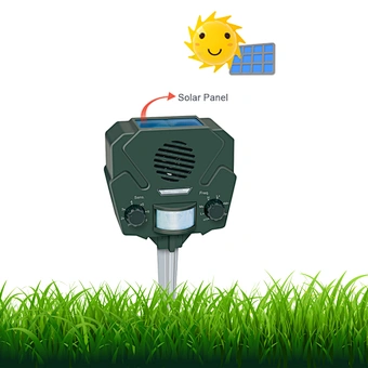 Solar Ultrasonic Animal Repeller – Flashing LED Light – Effective & Humane Outdoor Deterrent for Raccoon, Rabbit, Bird, Deer, Cat, Dog, Squirrel