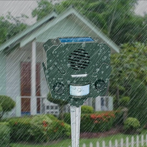 Solar Ultrasonic Animal Repeller – Flashing LED Light – Effective & Humane Outdoor Deterrent for Raccoon, Rabbit, Bird, Deer, Cat, Dog, Squirrel