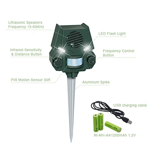 Animal Repellent Ultrasonic Motion Sensor and Flashing Light Animal Repeller for Dogs, Cats, Squirrels, Deers, Rats