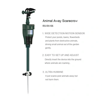 Activated Motion Sensor Water Sprinkler Animal Deterrent – Ultra Humane & Safe Way of Scaring Away Wild Animals – Cats, Dogs, Birds, Squirrels, Etc. – Effective Motion Detector Sprinkler – Metal Stake,scarecrow sprinkler,animal deterrent sprinkler