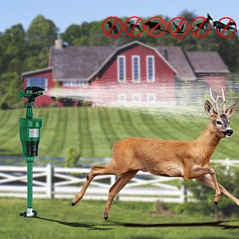 Activated Motion Sensor Water Sprinkler Animal Deterrent – Ultra Humane & Safe Way of Scaring Away Wild Animals – Cats, Dogs, Birds, Squirrels, Etc. – Effective Motion Detector Sprinkler – Metal Stake,scarecrow sprinkler,animal deterrent sprinkler