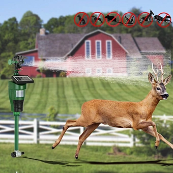Risa Outdoor Solar-Powered Motion-Activated Water Sprinkler with Powerful Jet Spray for Yard, Lawn & Garden,  Scare Away Deer, Rabbits, Squirrels, Birds & Other Animals & Pests