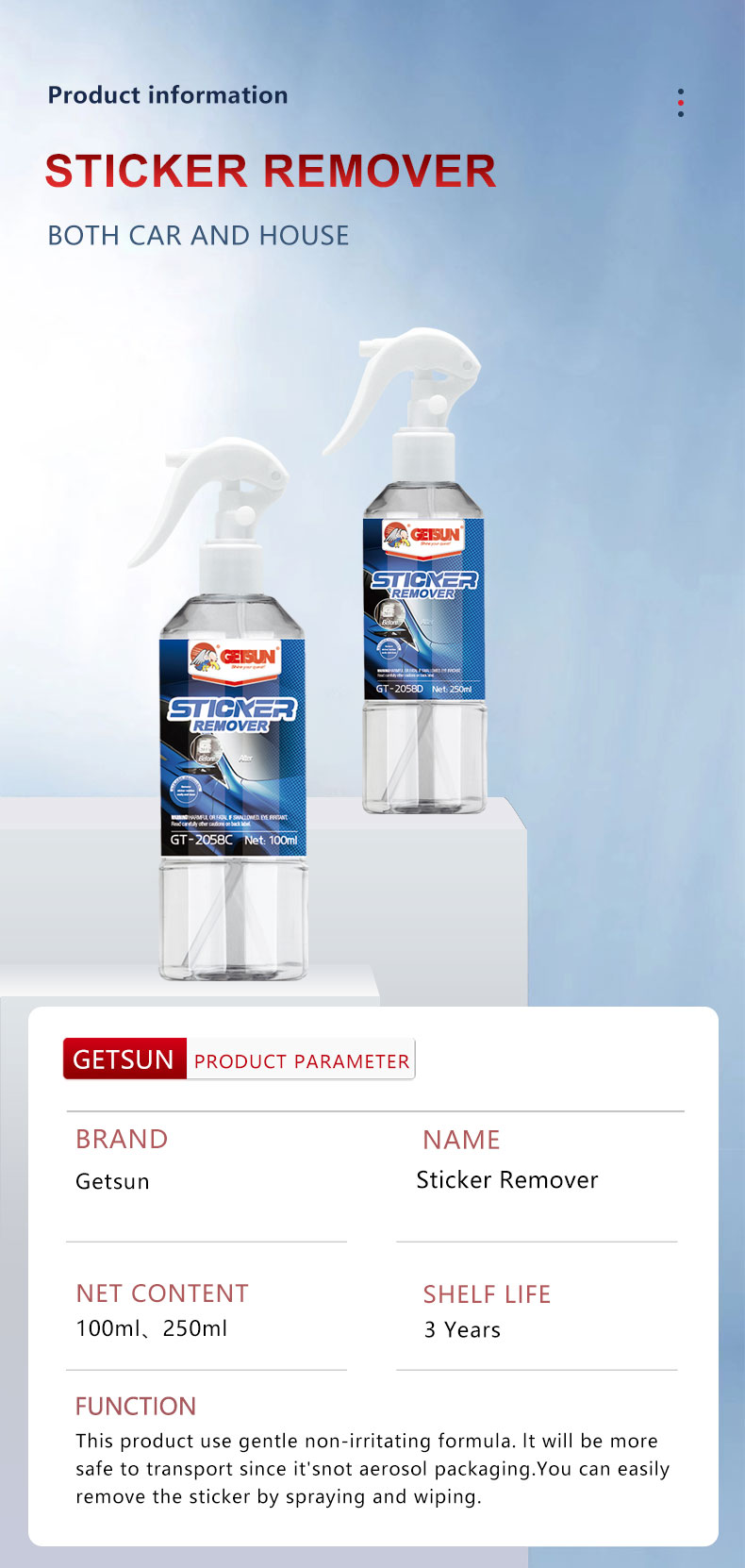 GETSUN Sticker Glue Remover applied on vehicle surface