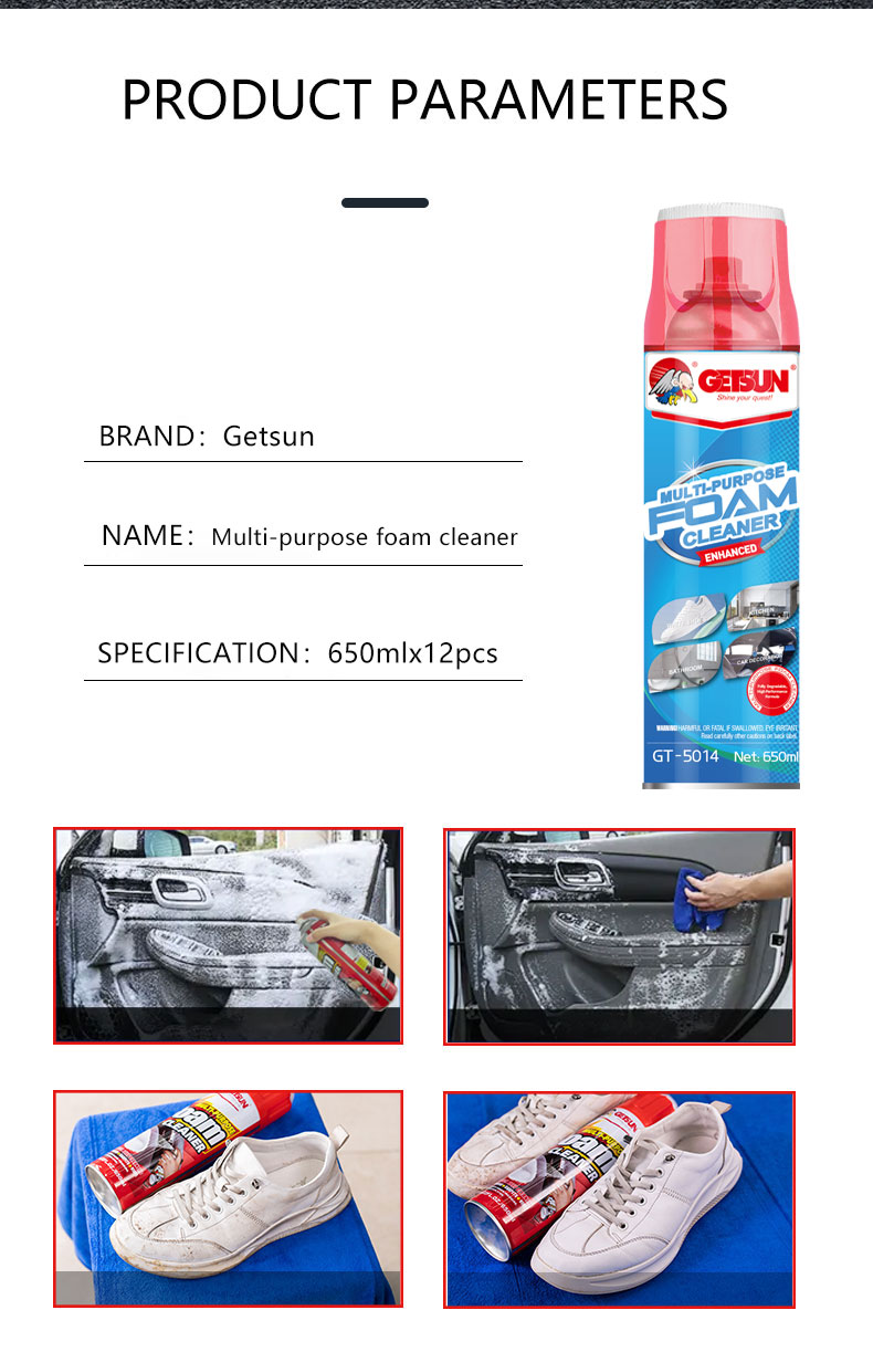 GETSUN All Purpose Foam Cleaner on vehicle interior