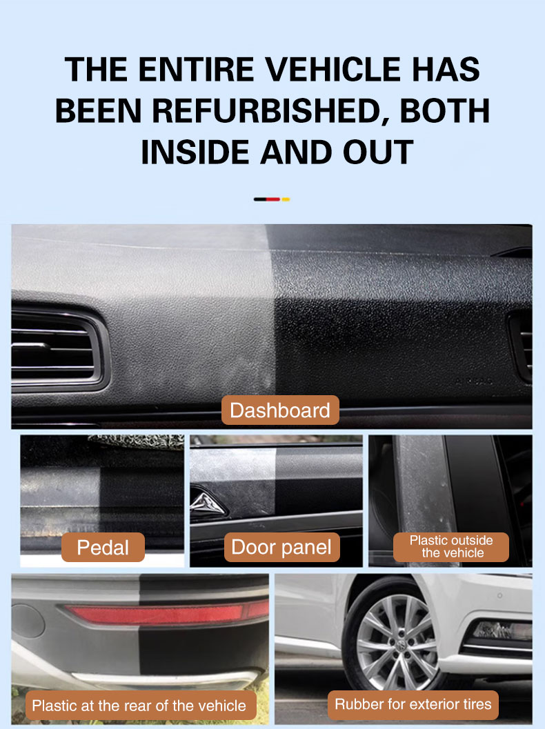 GETSUN Plastic Parts Refurbishing Agent applied on vehicle plastic parts