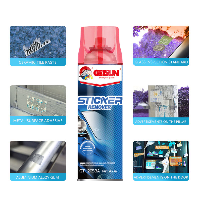 GETSUN Windshield Sticker Remover applied on vehicle windshield