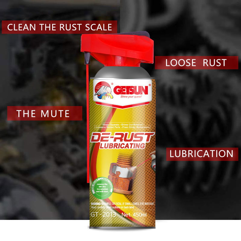 GETSUN rust remover and lubricant applied on corroded metal parts