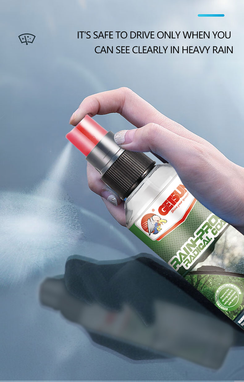 Applying GETSUN Rain Proof Radical Coat to windshield