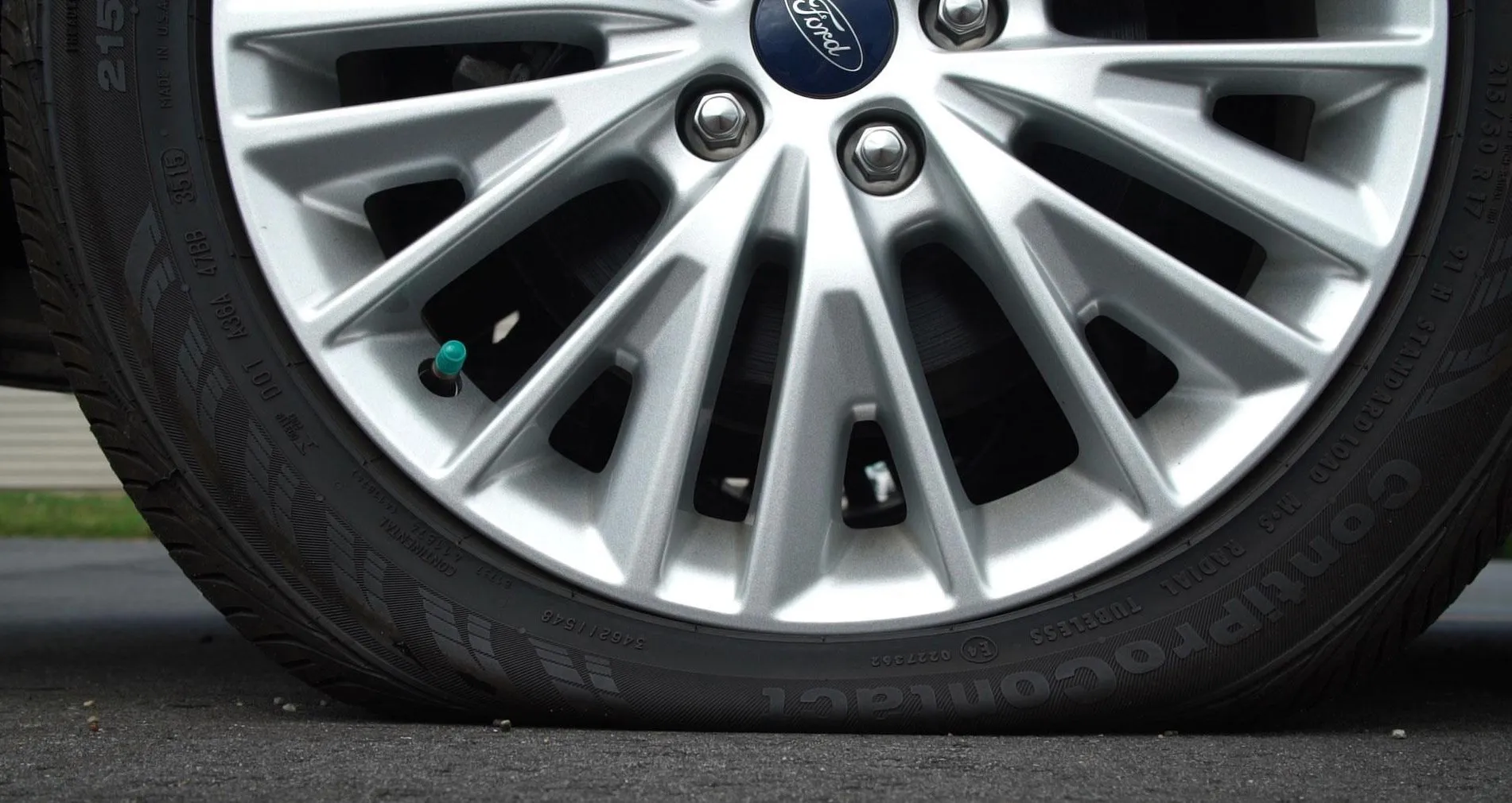 Flat tire before repair