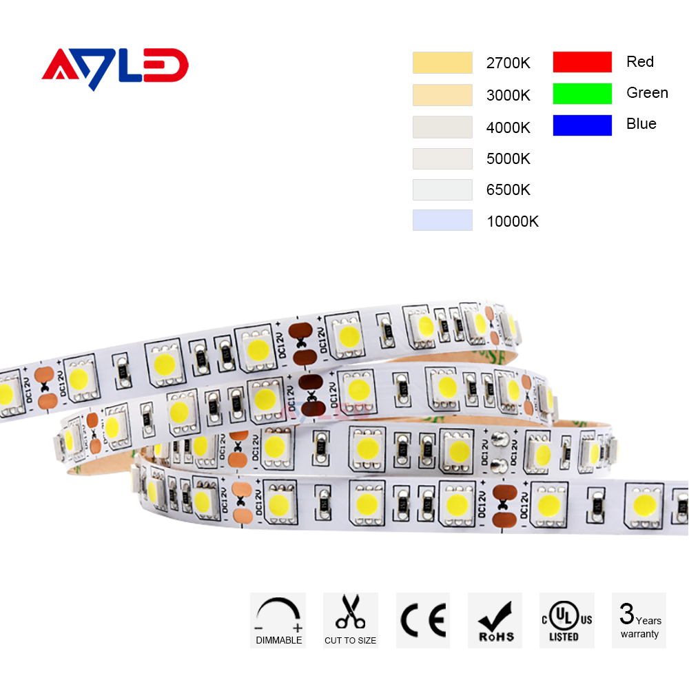 Striscia di LED da Esterno IP65 Rossi Bianco Freddo 5050 14.4W/m da Tagliare Parete Lampadario Sospese per Bagno