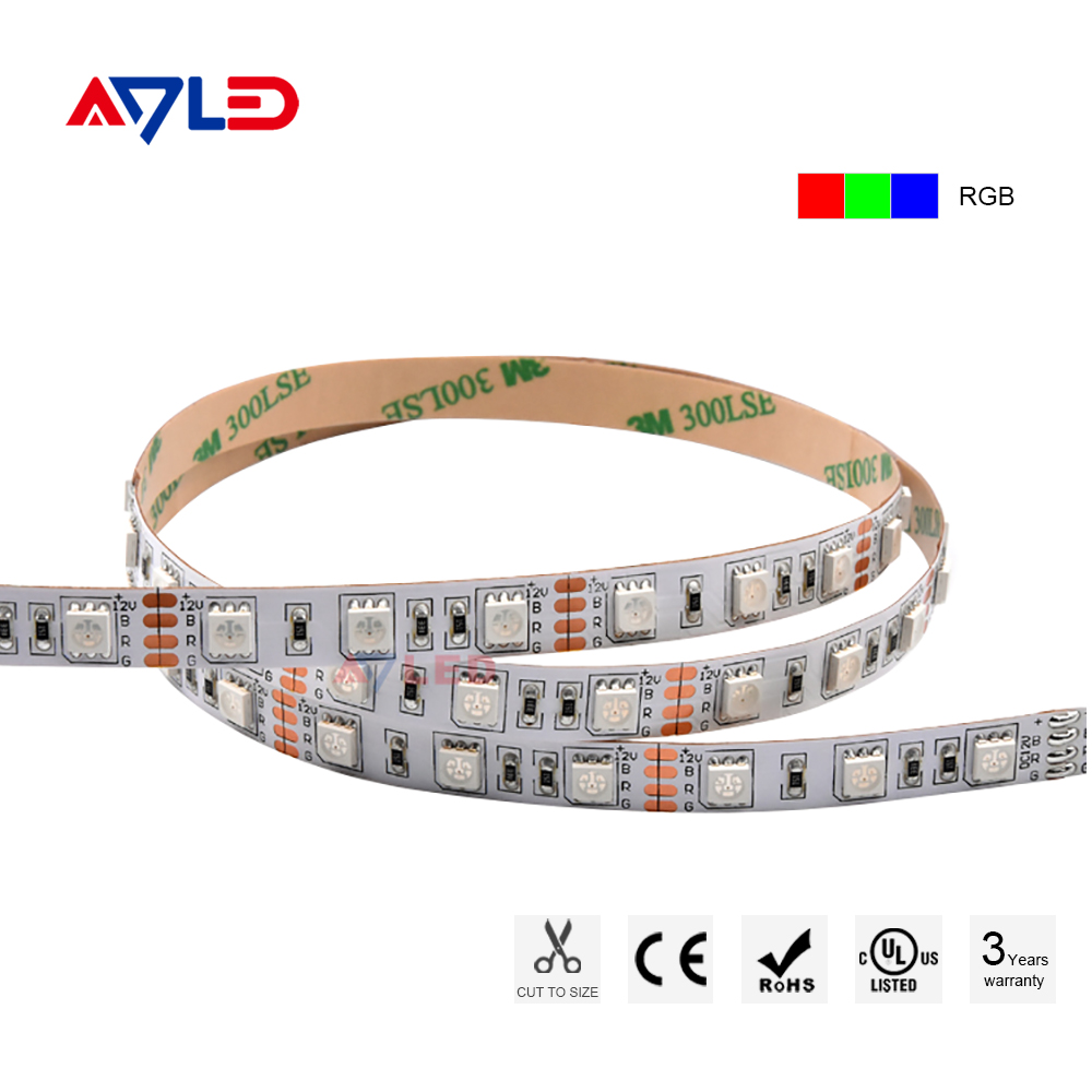 Tira de LED RGB de 60LEDs/m, 12V 24V, que cambia de color, SMD 5050