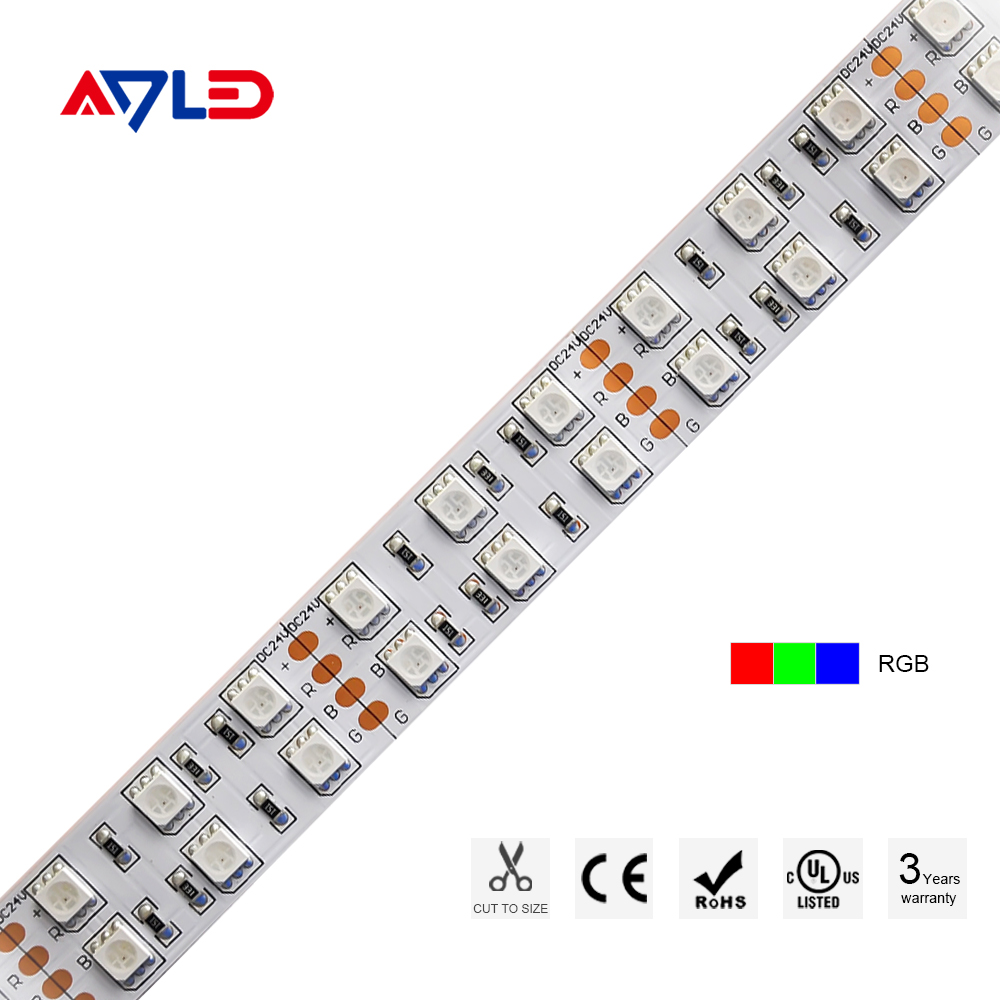 Striscia LED 120LEDs/m 12V 24V 20mm Doppia Righe RGB a Cambio di Colore SMD 5050