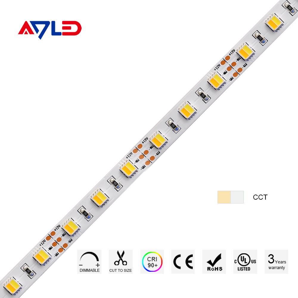 Luce Striscia LED CCT 12V Dimmerabile IP67 5 Metri per Muro Esterno Cartongesso e Gradini