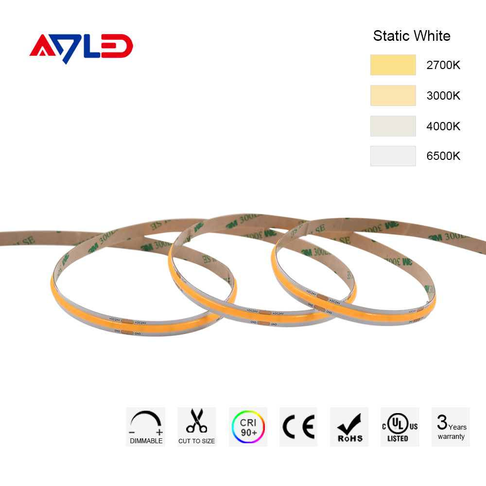 Strip LED COB Bianca 24V 3000K Alta Efficienza Impermeabile per Cucina Sottopensile e Cartongesso
