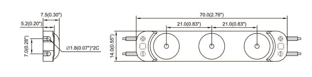 Waterproof LED Module Dimensions