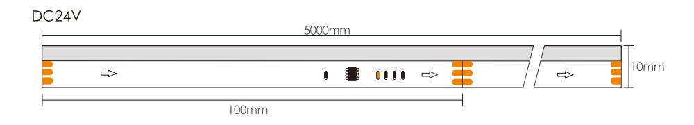 Dimensiones de luz LED tira