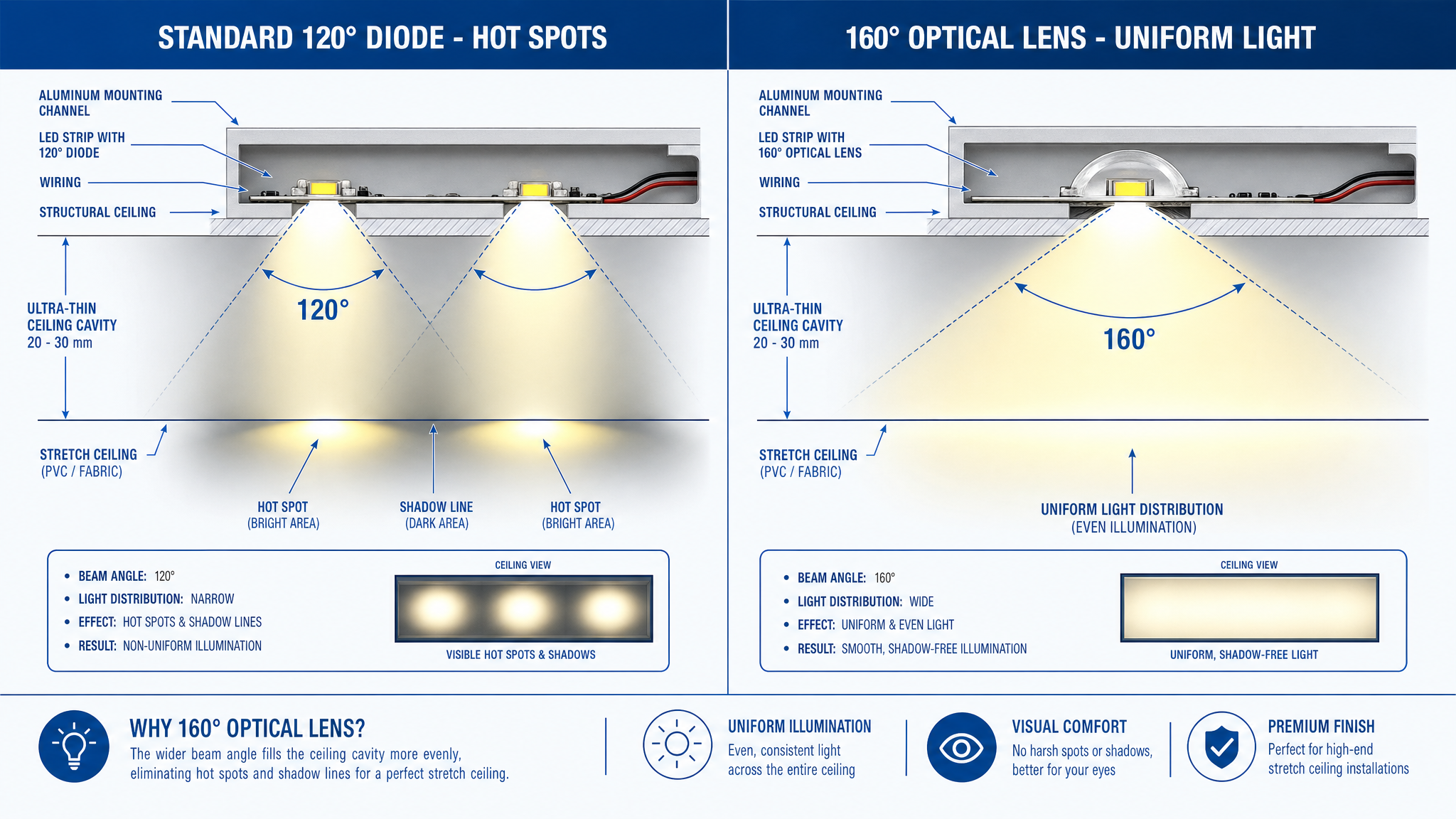 stretch ceiling backlighting uniform light