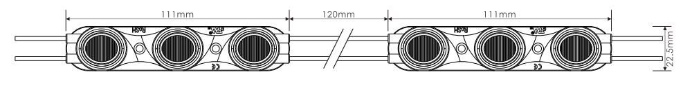 3 Module LED Light Dimensions