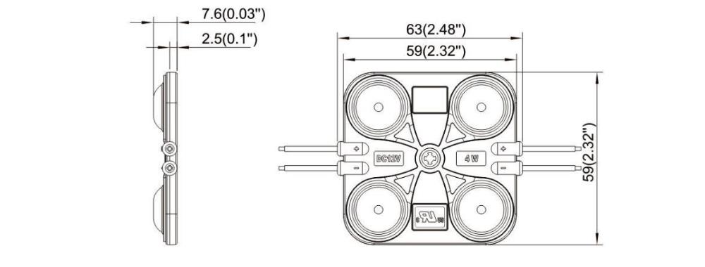 LED Light Source Module Dimensions