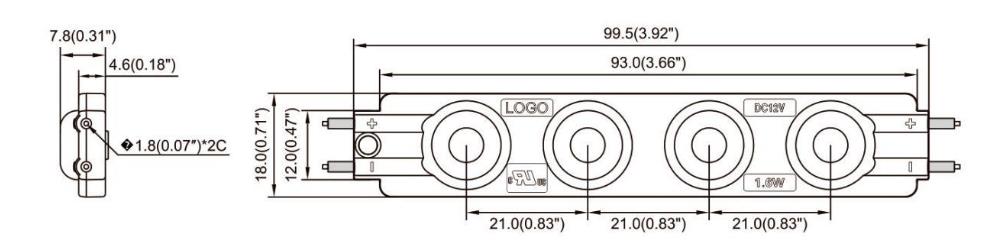 LED Module Light Dimensions