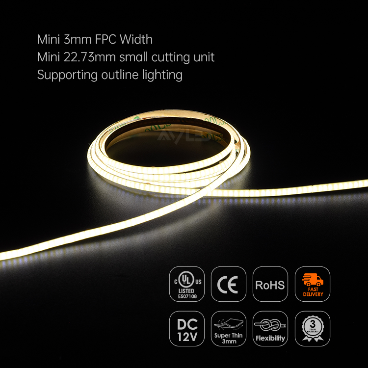Tira LED COB de ancho FPC mini 3mm