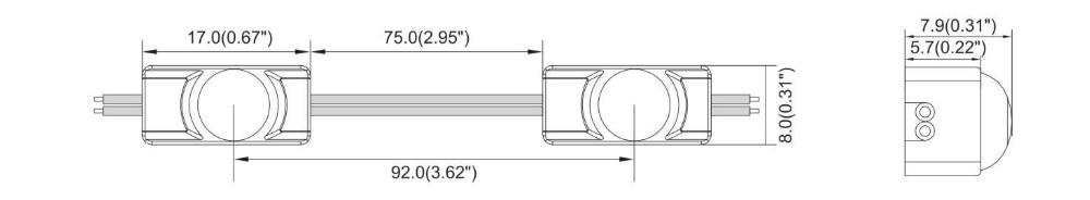 12V LED Module Dimensions