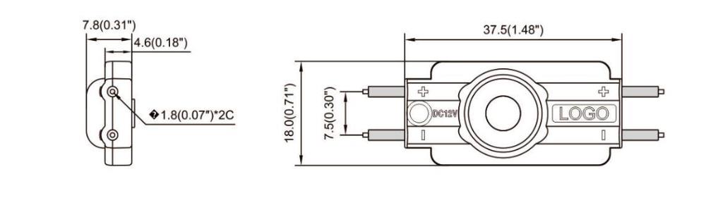 12 Volt LED Module Dimensions