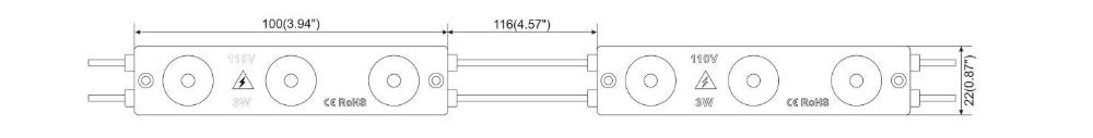 LED Light Strip Module Dimensions