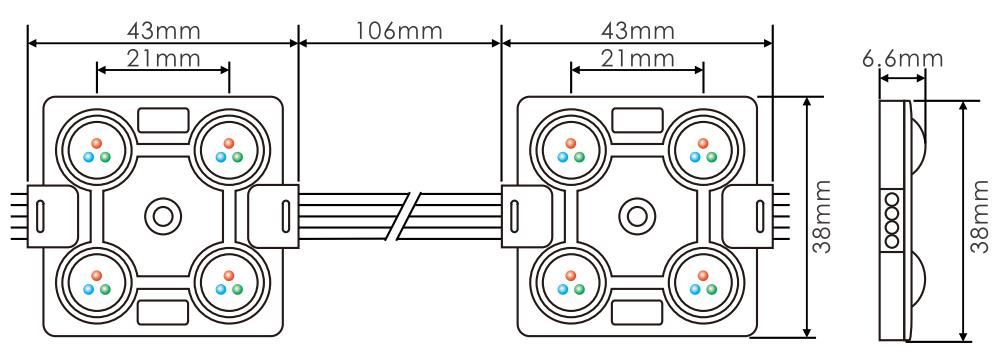 Abmessungen des RGB LED Modul