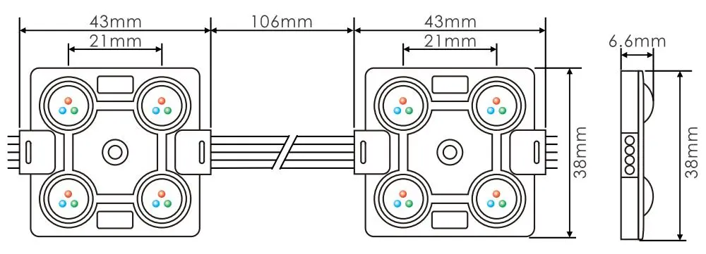 Module LED RGB Dimensions