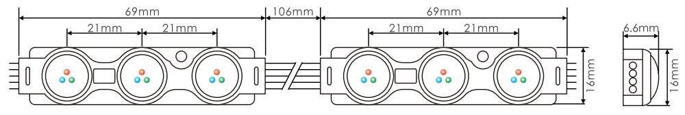 Abmessungen des LED Modul RGB