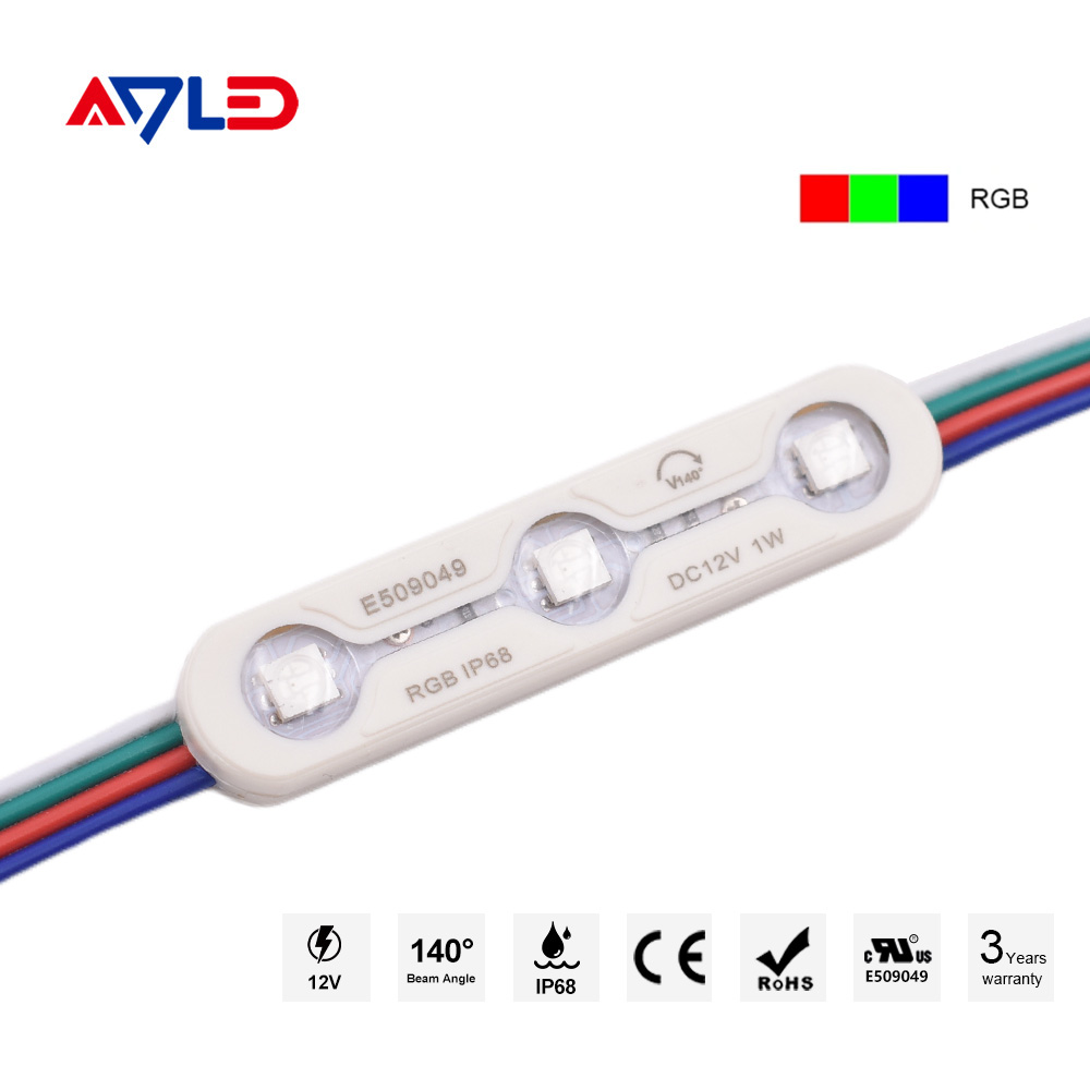 3LEDs 12V 5050 SMD Multi Color RGB LED Module Light