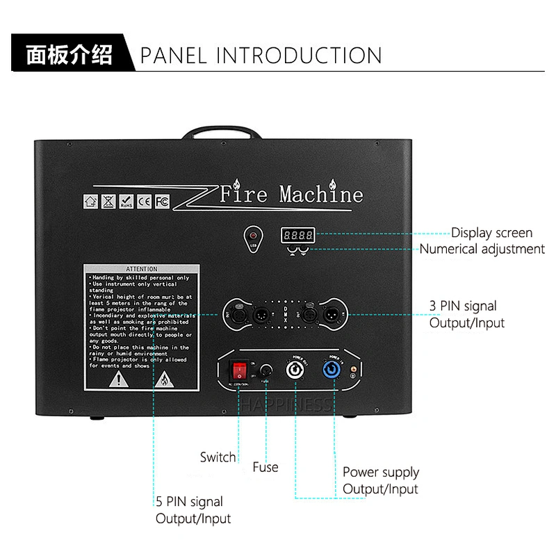 DMX512 Five Heads Flame Thrower Stage Show Effect Flame Lighting DMX Fire Machine Launcher For Outdoor DJ Stage Effect Show