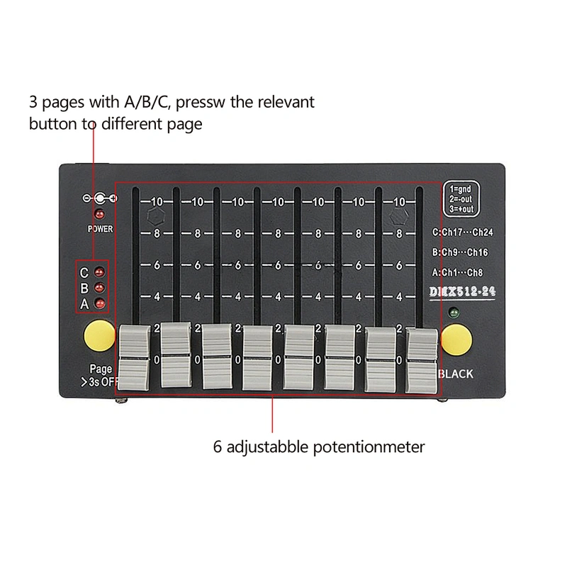 HAPPINESS Battery DMX Console 24 Channels Mini DMX Controller Stage & Lighting DJ Equipment