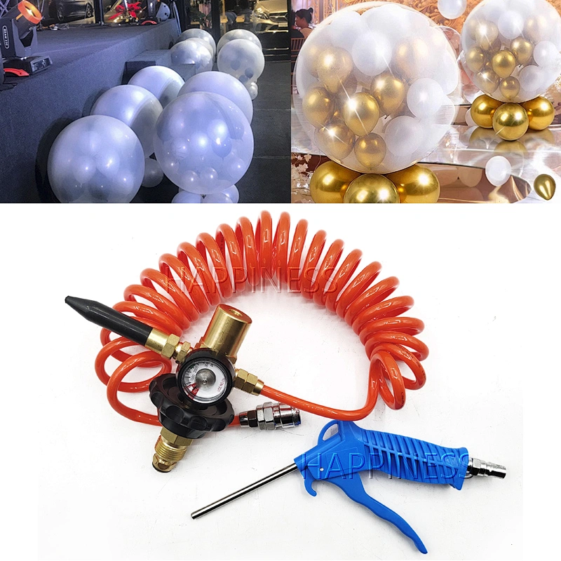 HAPPINESS Helium Latex Balloon Filler Air Flow Inflator Regulator with Gauge for CGA580 Tank Valve