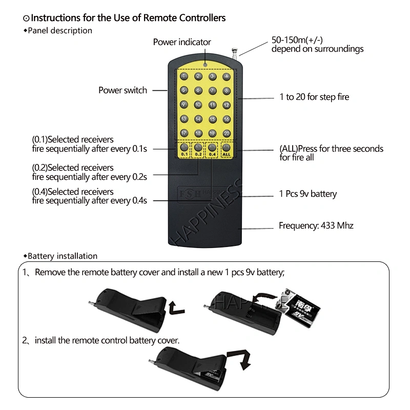 2025 New product 20 channel intelligence wireless firing systems special effects remote and receiver recyclable
