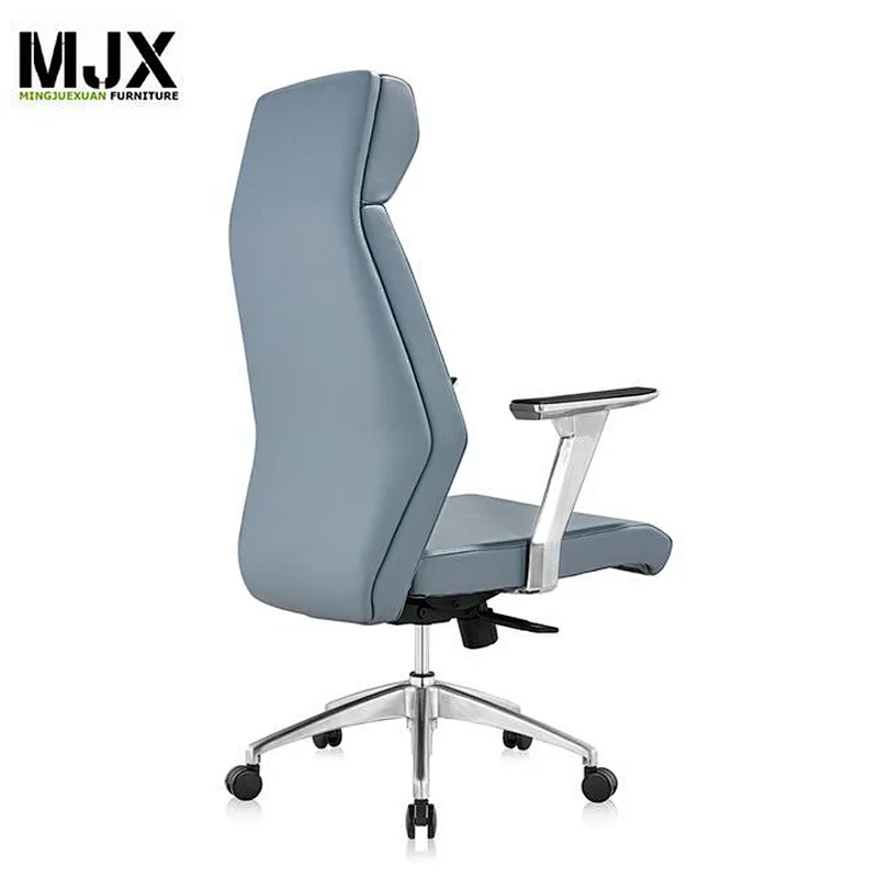 Top quality  hot-selling luxury grey PU high back office chair with 350mm aluminium alloy polish base