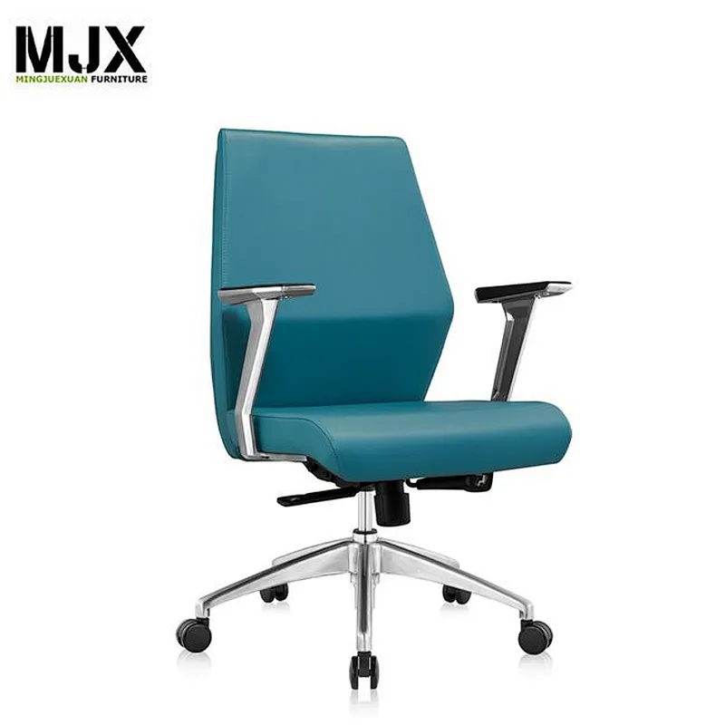High end comfortable luxury grey PU mid back boss chair with 60mm PU nylon castors with BIFMA standard