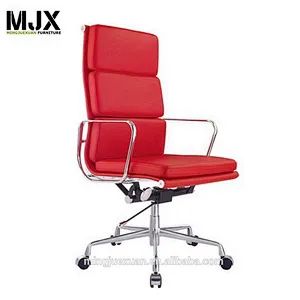 Red pu leather chair high back conference  chairs with black metal painting frame