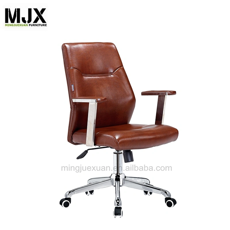 High back aluminium upholstered office leather chair